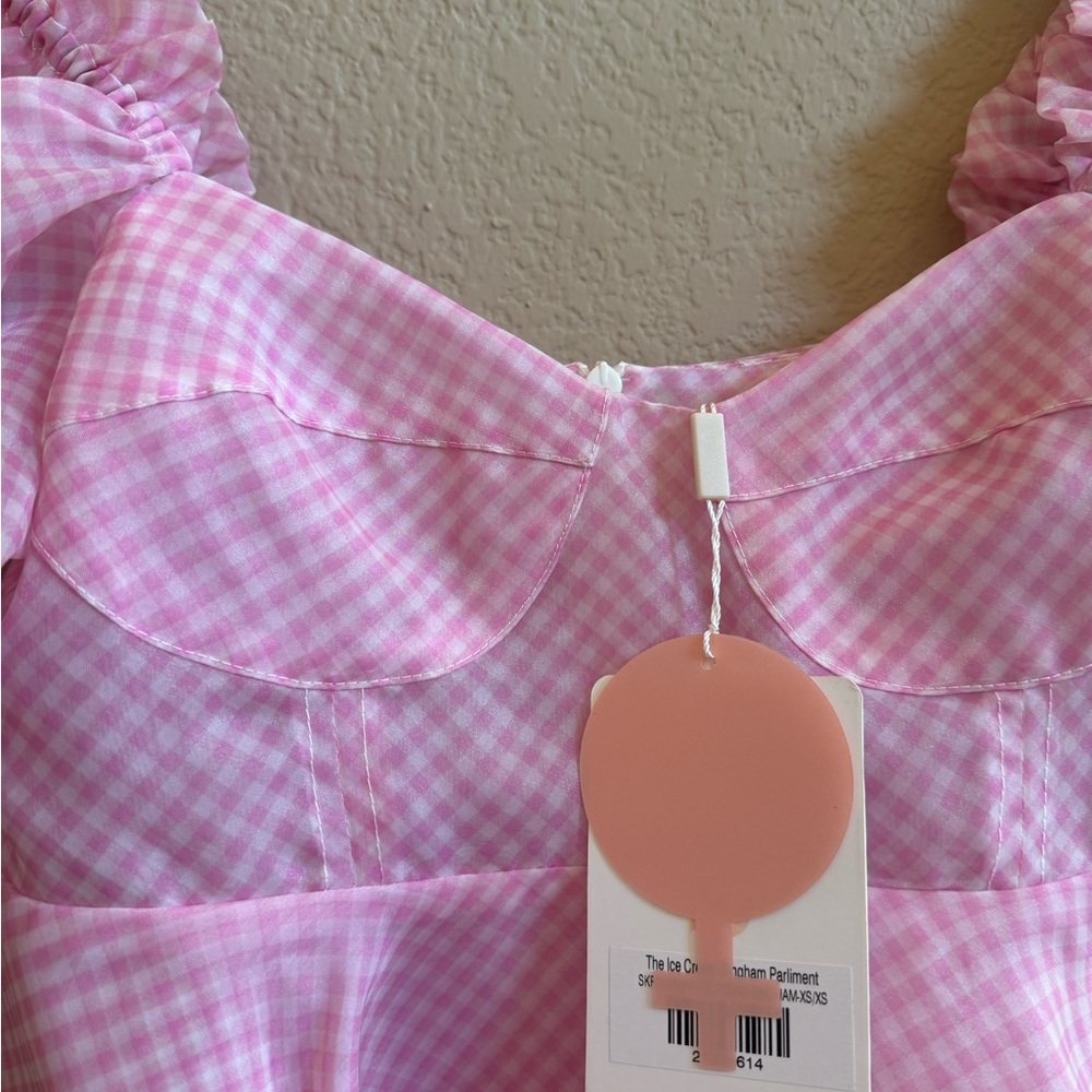 NWT Selkie Ice Cream Pink Parliament Gingham Dress - Picture 9 of 12
